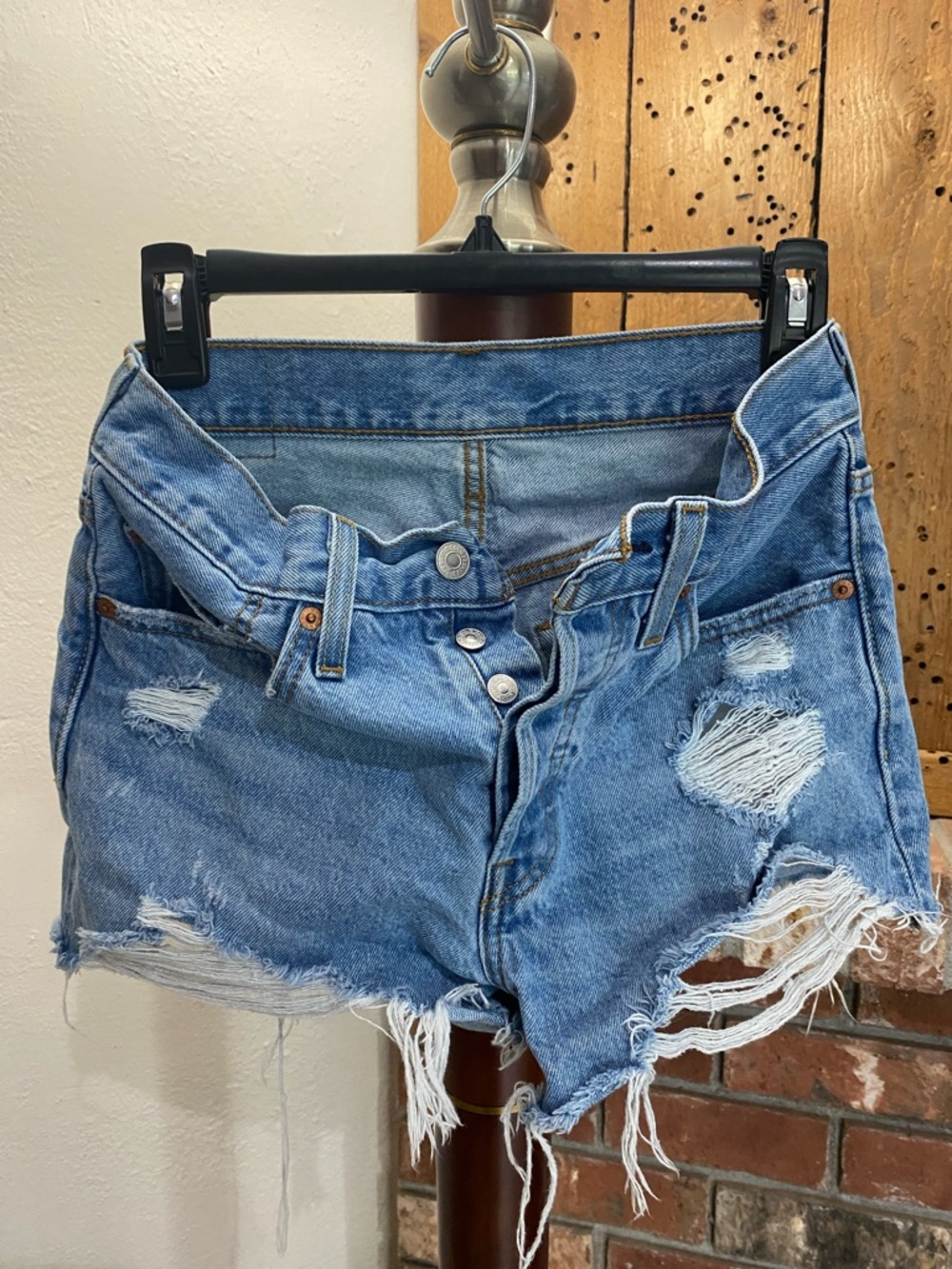 Levi's Distressed Cutoff Denim Shorts - Blue